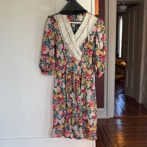 1980s floral collar dress